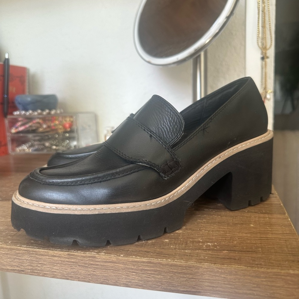 Black dolce vita halona platform loafer